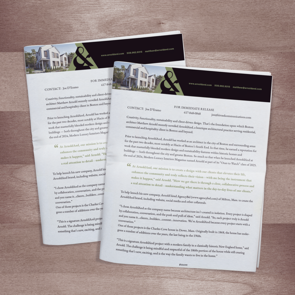 ArnoldAnd Press Release: Meet ArnoldAnd. This new Boston architectural firm takes a client-focused approach to modern, sustainable design.